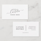 Minimale Luxe Boutique Black witte kalligrafie Visitekaartje (Voorkant / Achterkant)