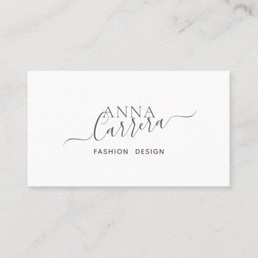 Minimale Luxe Boutique Black witte kalligrafie Visitekaartje (Voorkant)