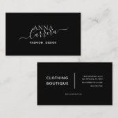 Minimale Luxe Boutique Black witte kalligrafie Visitekaartje (Voorkant / Achterkant)