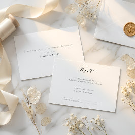 Minimale Luxe | Elegante Moderne Zwart & Wit RSVP Kaartje