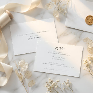 Minimale Luxe | Elegante RSVP met Maaltijdkeuze Kaartje