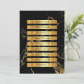 Minimale Luxe Gold Stripes zwarte marmer Kaart (Staand voorkant)