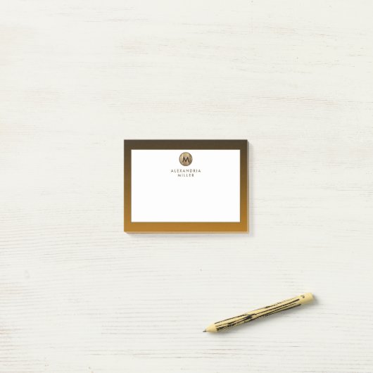 Minimale luxe goudmonogram post-it® notes (Op bureau)
