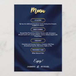 Minimale luxe Navy Blue en Gold Script Wedding Menu