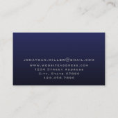 Minimale Luxe Navy Blue Silver Monogram Visitekaartje (Achterkant)