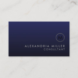 Minimale Luxe Navy Blue Silver Monogram Visitekaartje