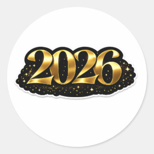 Minimale luxe Nieuwjaar 2026 stickerontwerp Ronde Sticker