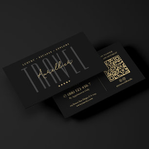 Minimale luxe reisadviseur planner agent zwart visitekaartje