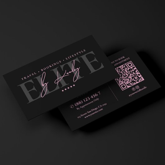 Minimale luxe roze zwart Executive Concierge Visitekaartje