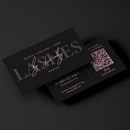 Minimale luxe wimperextensie artiest esthetiek roz visitekaartje