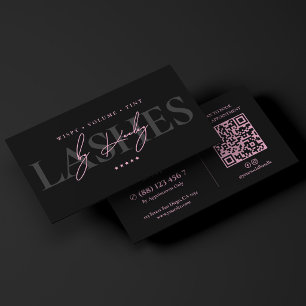 Minimale luxe wimperextensie artiest esthetiek roz visitekaartje