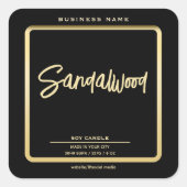 Minimale luxe zwarte goudkaars vierkante sticker (Voorkant)