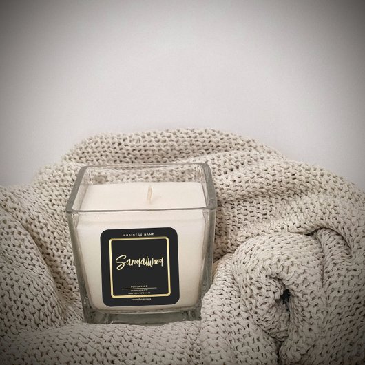 Minimale luxe zwarte goudkaars vierkante sticker