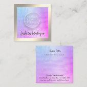 Minimale luxegoudholografische logo vierkante visitekaartje (Voorkant / Achterkant)