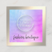 Minimale luxegoudholografische logo vierkante visitekaartje (Voorkant)