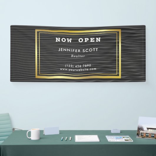 Minimale luxueuze zwarte goudwinkel spandoek (Beurs)