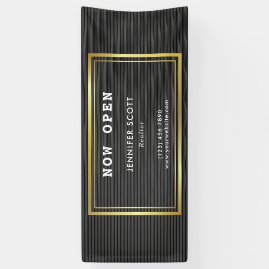 Minimale luxueuze zwarte goudwinkel spandoek (Verticaal)