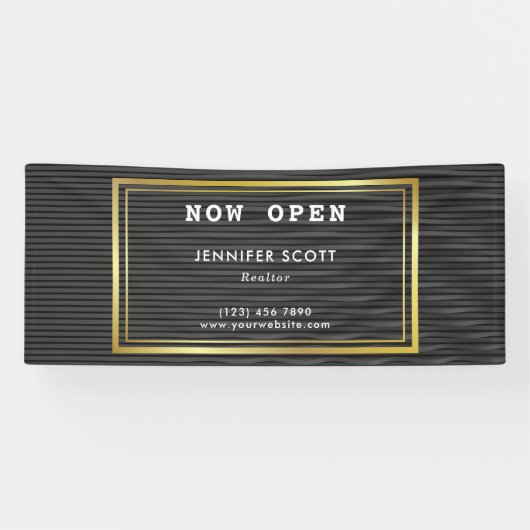 Minimale luxueuze zwarte goudwinkel spandoek (Horizontaal)