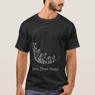Minimale Maan Bloem Aesthetische Aangepaste Naam T-shirt