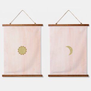 Minimale maan en zon hangend wandkleed