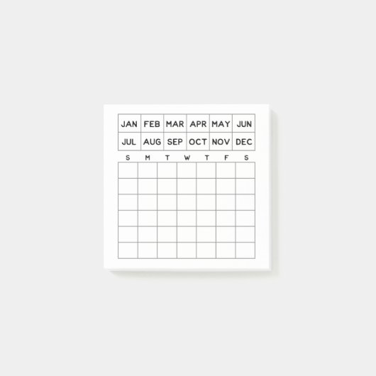 Minimale maandelijkse Planner Mini Calendar Post-it® Notes (Voorkant)