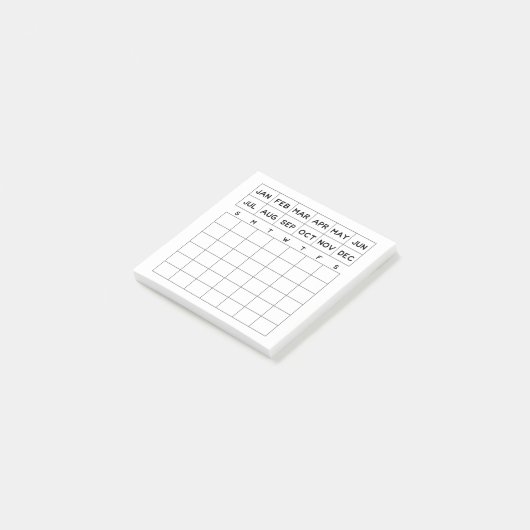 Minimale maandelijkse Planner Mini Calendar Post-it® Notes (Schuin)