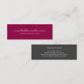 Minimale magenta cursieve tekst mini visitekaartje (Voorkant / Achterkant)