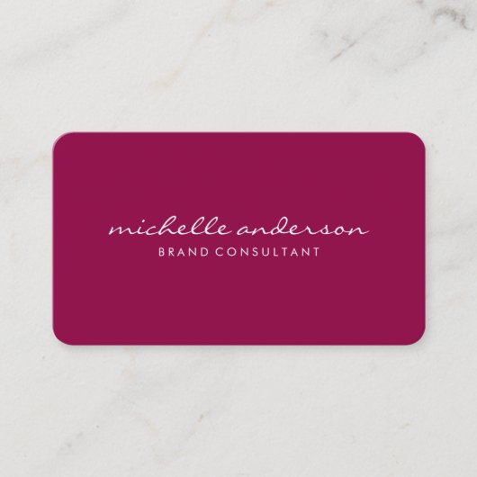 Minimale magenta cursieve tekst visitekaartje (Voorkant)