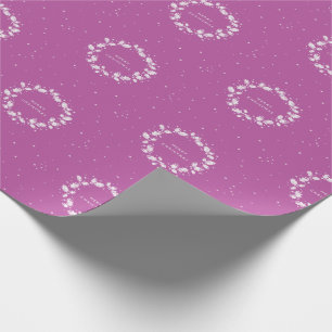 Minimale magenta / heet roze kerst Holly krans Cadeaupapier