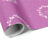 Minimale magenta / heet roze kerst Holly krans Cadeaupapier (Rol Hoek)