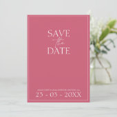 Minimale Magenta Roze Band van het Manuscript spar Save The Date (Staand voorkant)
