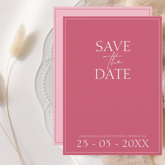 Minimale Magenta Roze Band van het Manuscript spar Save The Date