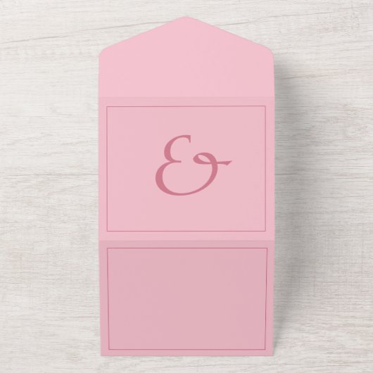 Minimale Magenta roze bruiloft All In One Uitnodiging (Buitenkant)