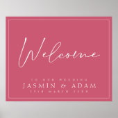 Minimale Magenta roze het Welkome Teken van het Bi Poster (Voorkant)