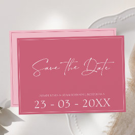 Minimale magenta roze weduwschap met het script sp save the date