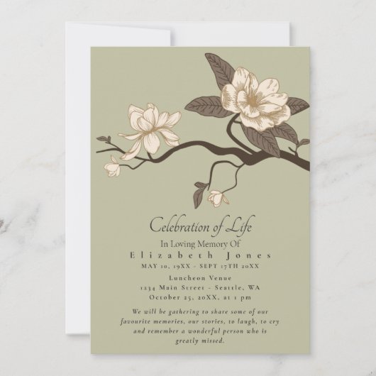 Minimale Magnolia Celebration of Life Funeral (Voorkant)