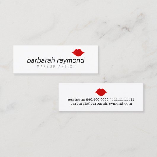 minimale make-up schoonheidsprofessional wit mini visitekaartje (Voorkant / Achterkant)