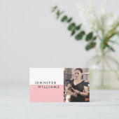 Minimale make-upartiest Elegant Aangepast Foto Roz Visitekaartje (Staand voorkant)