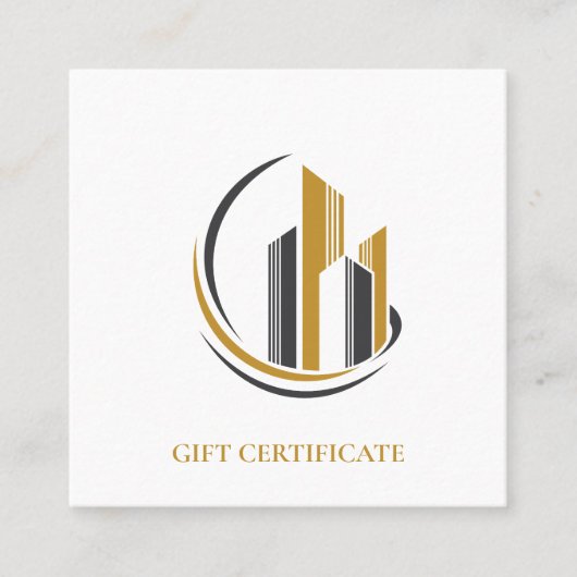 Minimale makelaar cadeaubon vierkante visitekaartje (Voorkant)