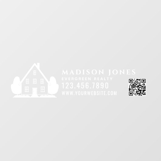 Minimale makelaar rustieke huis auto QR-code Raamsticker (Vel)