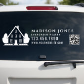 Minimale makelaar rustieke huis auto QR-code Raamsticker