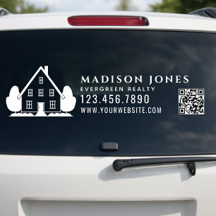 Minimale makelaar rustieke huis auto QR-code Raamsticker