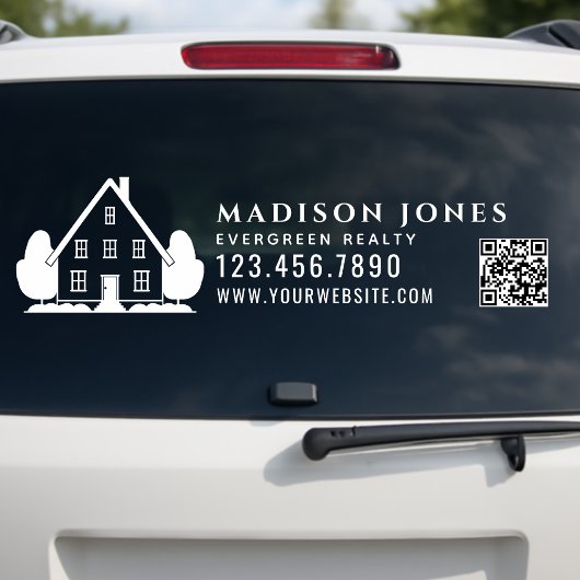 Minimale makelaar rustieke huis auto QR-code Raamsticker