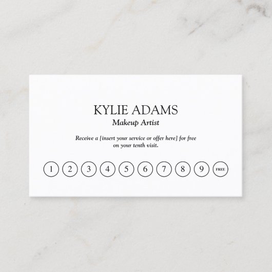 Minimale Makeup Artist Loyalty Punch-kaart (Voorkant)