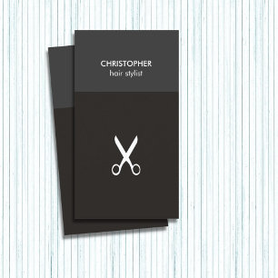Minimale Manly Gray White Scissor Hair Stylist Visitekaartje
