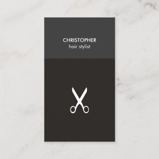 Minimale Manly Gray White Scissor Hair Stylist Visitekaartje (Voorkant)