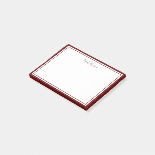 Minimale Manuscript Maron Two Border Monogram Post-it® Notes (Schuin)