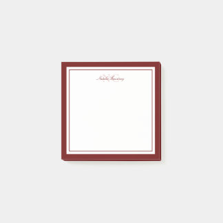 Minimale Manuscript Maron Two Border Monogram Post-it® Notes