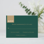 Minimale maragale groene monogram legant bruilding RSVP kaartje (Staand voorkant)
