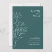 Minimale maraginedrukbruine wilde bloemen bruiloft kaart (Voorkant)